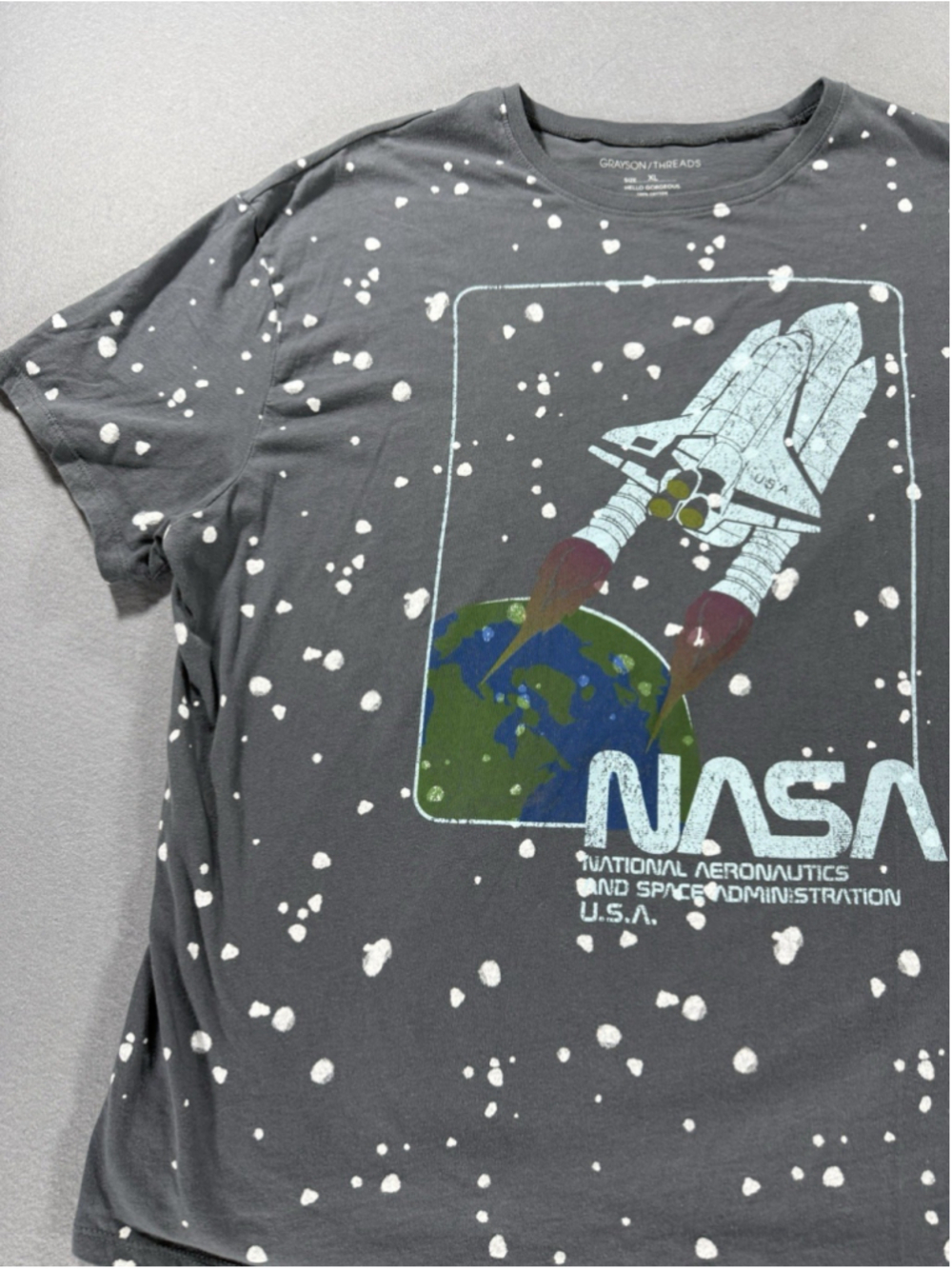 Grayson Threads T Shirt NASA Gray XL Bleach Space Shuttle - Picture 3 of 10